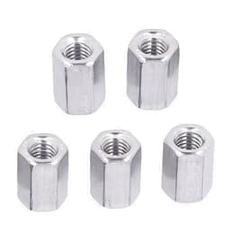 Yuecoom 20Pcs Hex Coupling Nut Set Connector, 304 Stainless Steel Rustproof Hex Coupling Nuts M6x1.0 10 L15mm Industrial Fastener Suitable for Mechanical Equipment Maintenance
