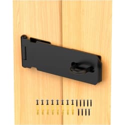 MeBantoo Door Hasp Lock Latch, 5 Inch Barn Door Lock Latches, 304 Stainless Steel Gate Latch Padlock Clasp Lock Hinges Lock for Shed, Drawers, Cabinets, Doors (Black - 1pc)
