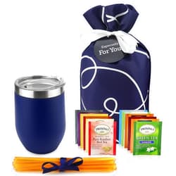 Michael Grace Gifts Tea Lovers Gifts Basket - Gift Set Include Temperature Retention Cup 12 Special Blend Teabags & Honey Presented in Beautiful Gift Bag For Women & Men - Birthday, Get Well, Thinking of You Care Package