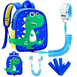 Accmor Toddler Backpack Leash, Cute Dinosaur Kids Backpacks with Anti Lost Wrist Link, Mini Child Bag Tether Baby Walking Harness Wristband Protection Rope for Boys Girls Aged 1-3 to Travel Outdoor