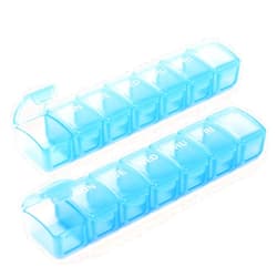UHOUSE 2 Packs Small Weekly Pill Organizer,Pocket Daily Pill Case Pill Box for Pills/Vitamin/Fish Oil/Supplements (Blue)