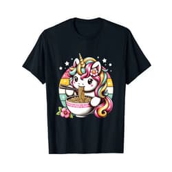 Kawaii Artwork Co Japanese Unicorn Ramen Kawaii Neko Japanese Noodles Aesthetic T-Shirt