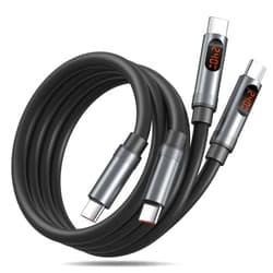 Excgood USB C to USB C Cable, 240W Fast Charging Type C Charger Cord with LED Display for MacBook Pro iPhone 17 16 Pro Max 15 iPad Air5 USB-C Laptops Galaxy S26 S25 Ultra Android Phones, 4ft 2-Pack