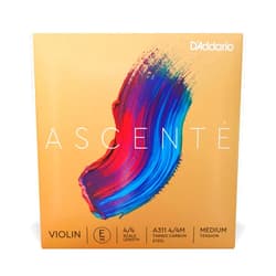D'Addario Ascente Violin Strings - Violin Strings with Ball Ends, Synthetic Core - A311 4/4M - E String - 4/4 Scale - Medium Tension