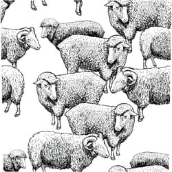 FLFK Sheep Peel and Stick Wallpaper,Hand-Drawn Sheep Pattern Decals,Country Farmhouse Style, Self-Adhesive, 16 x 64 Inch