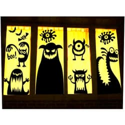 DIYASY Halloween Large Window Decoration Clings,5 Monster Silhouette Window Stickers Decals for Halloween Indoor,Room and Kids Party Decor