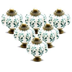 Seimneire 12pcs Ivory Pumpkin Knobs, Vintage Ceramic Cabinet Knobs, Dresser Drawer Door Knobs Drawer Pulls Dresser Handles with Mounting Screws - Leaf Pattern