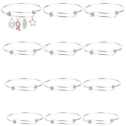 SUNNYCLUE 12Pcs Stainless Steel Expandable Wire Bangle Bracelet Bangles Bulk Adjustable Bracelet for Jewelry Making Metal Stackable Bracelets Cuff Bracelets Blanks DIY Craft Adult Women 2.6 Inch