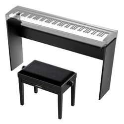 Starfavor L85 Piano Keyboard Stand with Piano Bench Adjustable Wooden Furniture Stand Heavy Duty Compatible for Yamaha Keyboard P-45/P-71/P-125/P-128