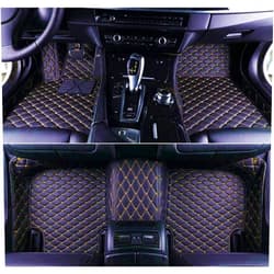 CHZJYNLZ Car Floor Mats for Kia Forte Soul Cerato Cadenza Carnival NIRO Rio Forte Optima KX Cross Stonic Seltos KX5 Opirus Sorento Shuma Borrego KX7 Sportage K5 Custom Floor Mat (Black Gold)