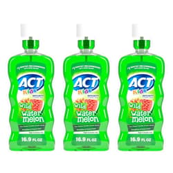 ACT Kids Anticavity Fluoride Mouthwash, Sugar & Alcohol Free Mouth Rinse Strengthens Teeth, Wild Watermelon, 16.9 fl. oz., 3 Pack