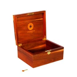 Crownrose Treasures Acacia Wooden Storage Box – Handcrafted Wooden Box with Hinged Lid, Functional Brass Lock, Key & Corners – Durable Wood Box with Lid – Wooden Keepsake Box – Wooden Boxes