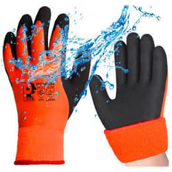 PROGANDA Waterproof Thermal Work Gloves Superior Grip Insulated for Cold Weather Gardening Car Outdoor Winter Multipurpose