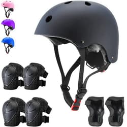 FOOKCIAN Kids Helmet Set Adjustable Helmet for Children, Boys, Girls and Teenagers Aged 3-8 Years with Elbow Pads Knee Pads Wrist Pads Children's Helmet Protection Set for SkateboardsRollerskates