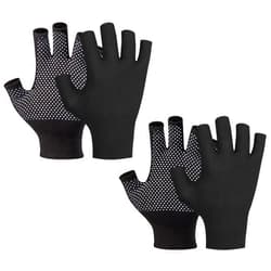 Leetye Mei Fingerless Workout Gloves for Men and Women, Black Half-Finger Work Gloves, Fitness Exercise Gloves for Yoga, Weight Lifting, Cycling, Gym, Running, Driving-Breathable, Anti-Slip, Stretchy