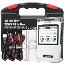 AUVON Rechargeable TENS Unit Muscle Stimulator, FSA HSA Eligible, Digital TENS Machine with 8 Customizable Modes, Electronic Massager for Sciatica, Shoulder & Back Pain Relief, 12 Pads, A Carry Case