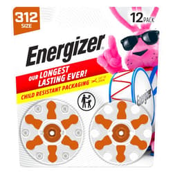 Energizer Size 312 Hearing Aid Batteries, Brown Tab Hearing Aid Batteries Size 312, 12 Count