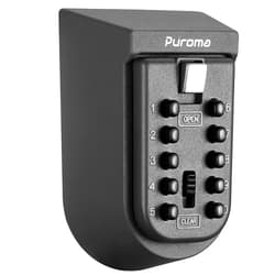 Puroma Storage Key Lock Box, 10-Digit Combination Code Lockbox Wall Mount Security Waterproof Push Button Key Holder with Weather Resistant Rubber Cover for Indoor Outdoor Home Office House Key
