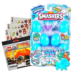 Jurassic Zuru Smashers Dino Egg Series 3 Toys Set ~ 8 Pack Dinosaur Egg Surprise Toys with Bonus Stickers (Dinosaur Party Favors, Party Supplies Bundle)