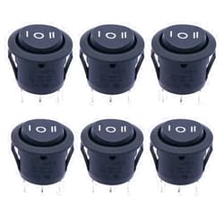 Twidec/6Pcs Rocker Switch 3 Pins 3 Position ON/Off/ON AC 6A/125V 10A/250V SPDT Car Boat Black Rocker Switch Toggle KCD1-5-103
