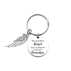 Liduola Grandpa Memorial Keychain - My Guardian Angel Lives in Heaven I Call Him Grandpa - Grandpa Memorial Gift in Memory of Grandfather Cremation Remembrance Gifts