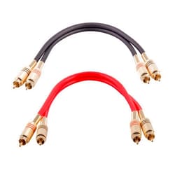 Seismic Audio Speakers Premium 1 Foot Dual RCA Male to Dual RCA Male Audio Patch Cables, Pack of 2, Black and Red Color Cables, 2RCA to 2RCA Audio Cord