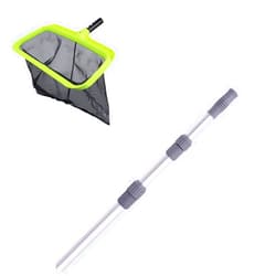 Sepetrel Reinforced Frame Pool Rake and Professional 15 Foot Telescoping Pole