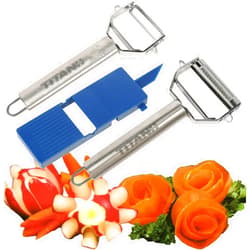 WOSHERD Titan Peeler Plus Julienne Tool and Slicing Board