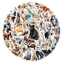 Ratgoo Various Animals(Gorilla Lion Hedgehog) Stickers for Boys Girls Kids |50 Pcs| Cute Waterproof Vinyl Stickers for Water Bottles Laptop Flasks Computer Car Bike Cup,Cartoon Deacls Pack(Animals-50pcs)