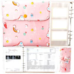 Marspark Baby Document Organizer and Briefcase A4 A5 Baby File Organizer 40 Pages Newborn Keepsake with Zipper Bag Soft Fabric Documents Folder for Newborns Pregnancy Expectant Parents (Pink Bear)