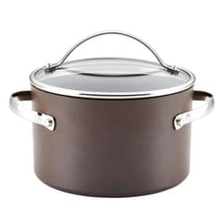 Ayesha Curry Kitchenware Professional Hard Anodized Nonstick Sauce Pot/Saucepot/Saucepan with Lid, 4 Quart, Charcoal