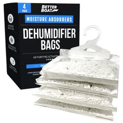 Better Boat 4 Pack Moisture Absorber Hanging Bags, Boat Dehumidifier with Charcoal, Unscented, Removes Dampness and Musty Odors, Ideal for Basement, Closet, Home, Car, RV, and Boating