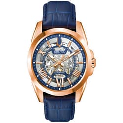 Bulova Men's Classic Sutton 3-Hand 21-Jewel Automatic Watch, 42 Hour Power Reserve, Skeleton Dial, Luminous Hands, 100M Water Resistant, 43mm