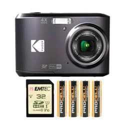 Kodak PIXPRO FZ45 Digital Camera (Black) Bundle with 32GB Class 10 UHS-I U1 SDHC Memory Card and AA High-Performance Alkaline Batteries (4-Pack) (3 Items)