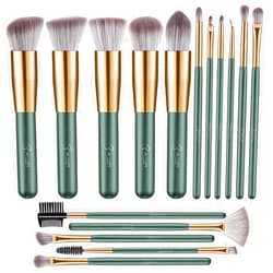 BESTOPE PRO Makeup Brush Set 16 Pcs Premium Synthetic Foundation Powder Concealers Eye shadows Blush Makeup Brushes - Green
