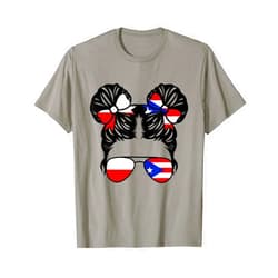 Proud Puerto Rico Poland Roots Birthday Gifts Half Polish Half Puerto Rican Girl Poland Kids Heritage T-Shirt