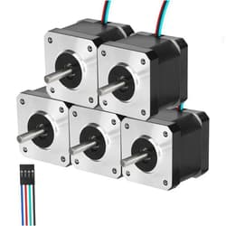BESJMYT Nema 17 Stepper Motor 5pcs 1.7A 0.4Nm/56.64oz.in High Torque 1.8 Deg Standard Step Angle Bipolar 40mm(1.58inch) 2 Phase 4 Lead for 3D Printer/CNC Machine