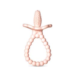 RaZbaby Silicone Baby Teether, BerryBumps Textured Silicone Soothes Babies’ Sore Gums, Infant Front and Back Teething Relief Toy, BPA Free, Easy-to-Hold, RaZberry Plus Fruit Shape, 3M+ – Pink