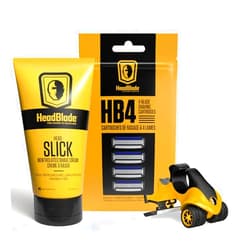 HeadBlade ATX Men's Head Shaving Basics Bundle with 5oz HeadSlick Cream, Razor, Blade Refills