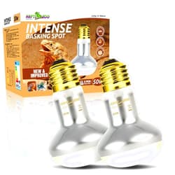 REPTI ZOO 50W Reptile Heat Lamp Bulb,2 Pack Intense Spot Basking Light,UVA Daylight Heating Lamp Bulb for Reptile & Amphibians & Chicken Brooder,Bearded Dragon, Lizard, Tortoise