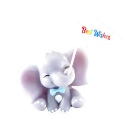 FLYPARTY Children's Birthday Candles with Best Wishes Flag,Handmade Adorable Cute Elephant Baby Shower Cake Topper Candle, Wedding Festival Zoo Theme Party Favors Decorations (Blue Elephant Boy)