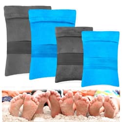 Palksky 4PCS Sand Remover for Beach, Sand Removal Bag,Powder Pouch Sands Remover Brush Beach Vacation Camping Essentials(Talc-Free