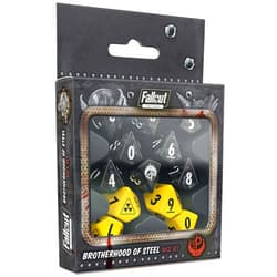 Modiphius Entertainment: Fallout: Factions: Brotherhood of Steel Dice Set - 12 Piece, Black & Yellow, RPG Play & Luck d10 Die, Roleplaying Accessory