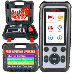 Autel MaxiDiag MD806 OBD2 Scanner, ABS SRS Engine Transmission 4 Systems Diagnostic Scan Tool, 7 Hot Service as MD808 Pro, Oil Reset D-P.F, EPB SAS BMS Throttle A/F, Up of MD805 MD802, Free Update