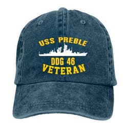 Gwager USS Preble DDG 46 Unisex Sandwich Cap Denim Hats Baseball Cap