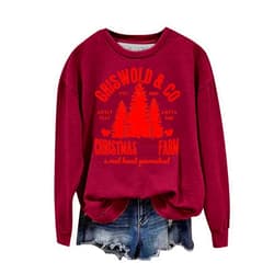 Generic Sweatshirts for Women Halloween Trendy Tree Letter Print Long Sleeve Sweatshirt Pullover Crewneck Casual Tops
