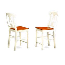FastTackle Kenley Counter Height Stools with Wood Seat in Buttermilk & Cherry Finish - Set of 2