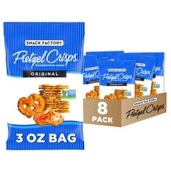 Snack Factory Pretzel Crisps, Original, On-the-Go Bag, 3 Oz (Pack of 8)