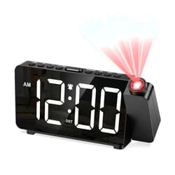 AMIR Projection Alarm Clock for Bedroom Ceiling, Digital Clock with 180° Projector, 5 Level Brightness, Snooze, Night Mode, USB Charger, Loud Alarms for Kids,Heavy Sleepers, 12/24H, DST