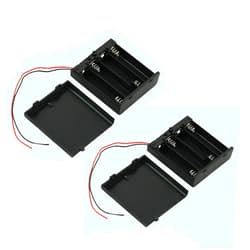 Ogrmar On/Off Switch 4 x 1.5V AA Battery Case Holder Leads Black w Cap 2Pcs